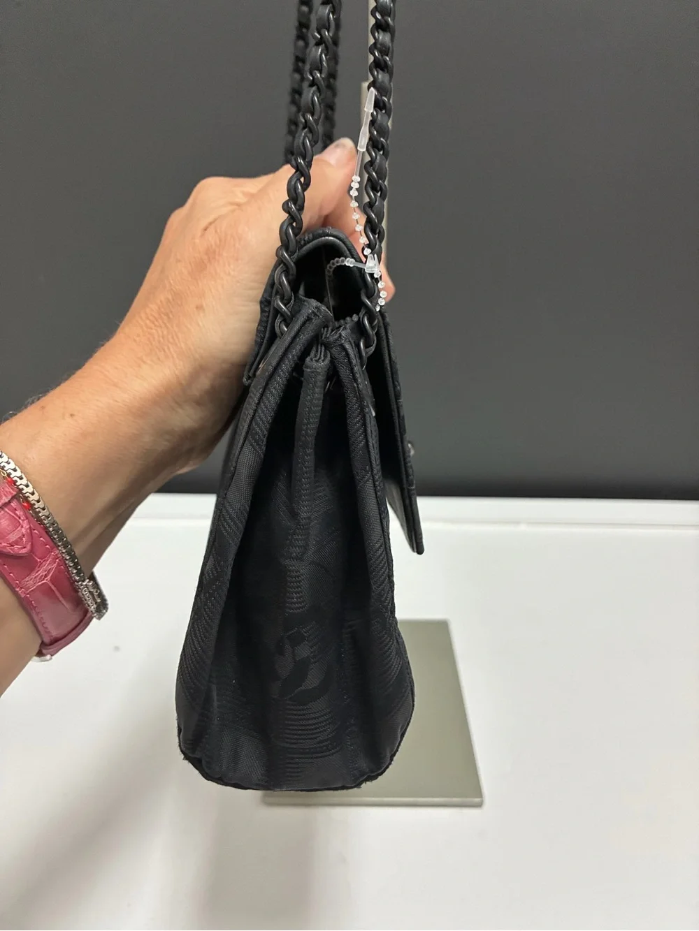 Authentic Chanel Y2K New Travel Nylon East West Flap Bag with Chain Handle